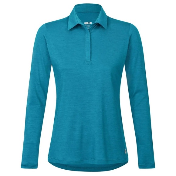 WUNDERSOCKS 100% Merino Wool Alana Base Layer Polo Collared Longsleeve Shirt - Picture 1 of 6